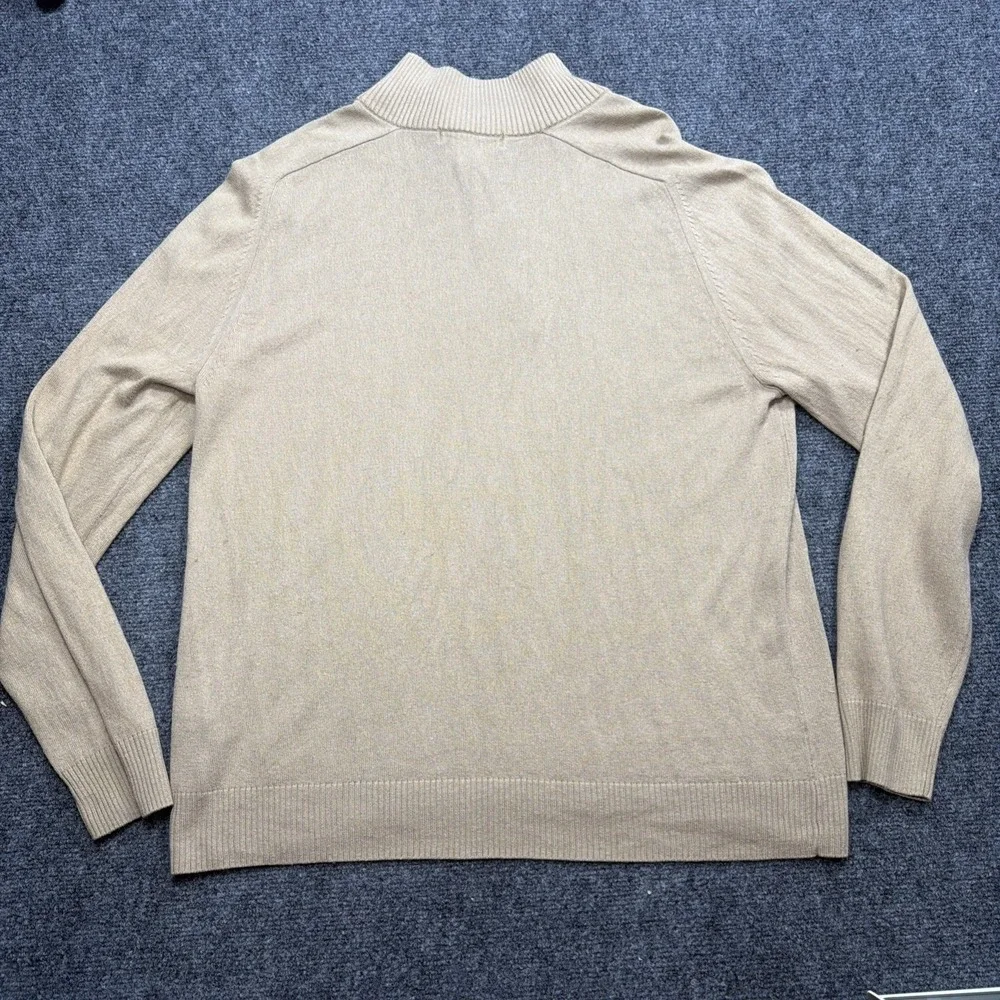 Banana Republic SILK & CASHMERE 1/4 Zip Pullover Mens L Khaki Tan Golf Luxury